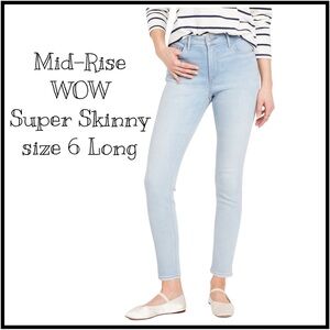 Mid-Rise Wow Super Skinny Jeans Ice Blue 6 Long